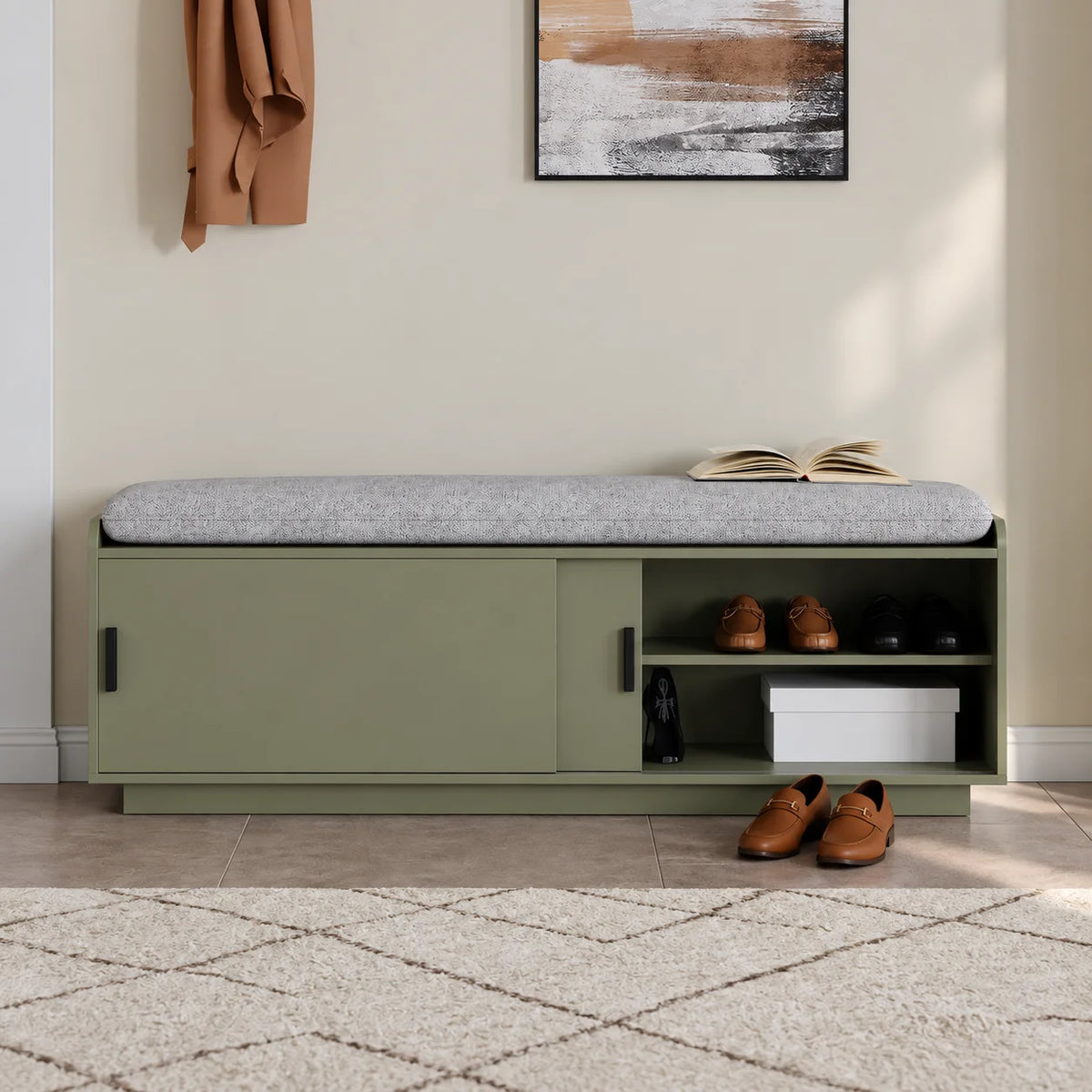 Modern Upholstered Shoe Rack Bench