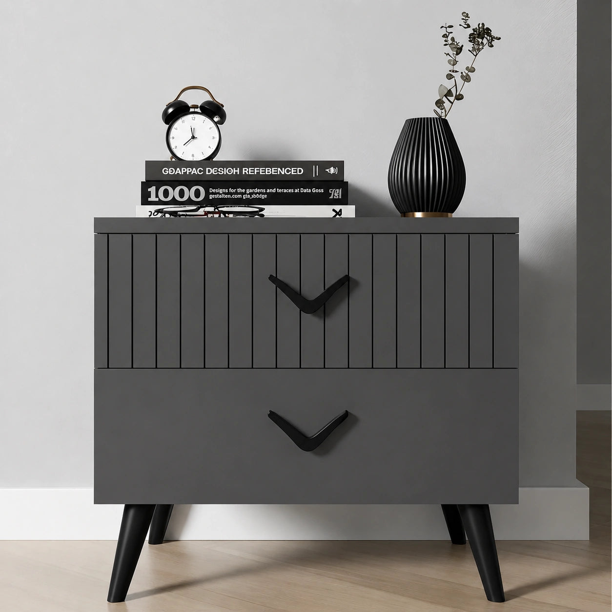 Aurelia 2 Drawer Solid Wood Bedside Table with Storage
