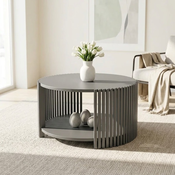 ImperialRound Solid Wood Coffee Table- Furely