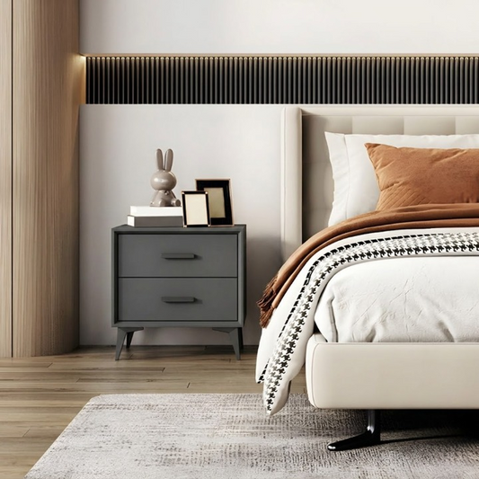 Zenith Oak Nightstand Solid Wood Side Tabel with Storage