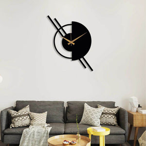 Half Moon Designer Wall Clock – Modern Abstract Metal Clock for Stylish Interiors