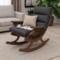 Modern Solid Wood Rocking Chair with Cushioned Seat & Backrest