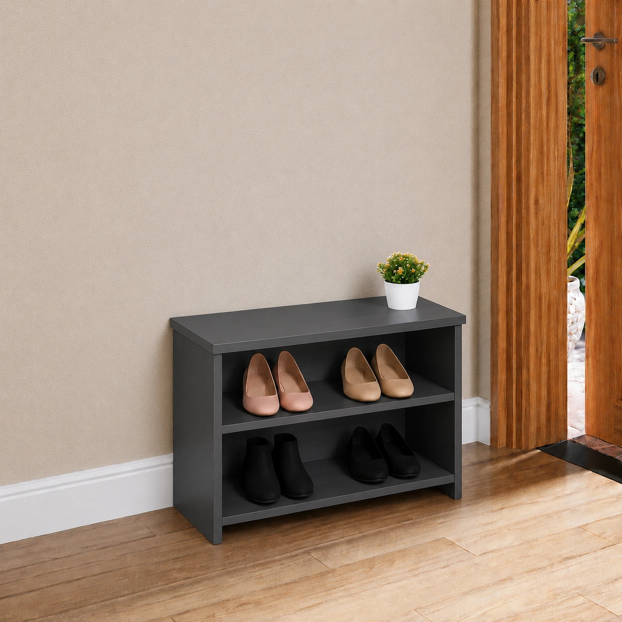 Aurevo Solid Wood Shoe Shelf