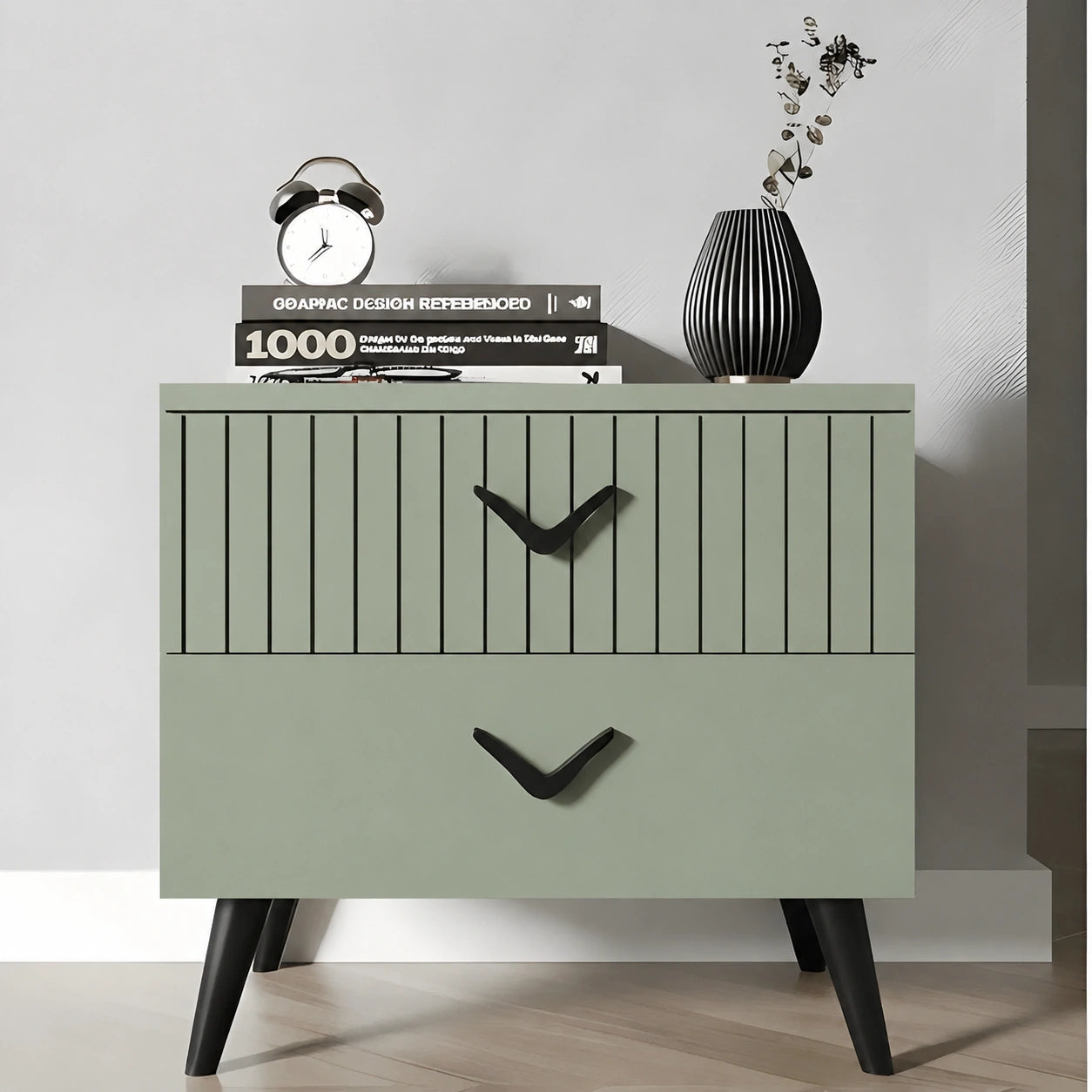 Prime Walnut 2 Drawer Solid Wood Side Table