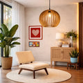 Minimalist Solid Wooden Globe Pendant Lamp , Hanging Ceiling Light – Furely