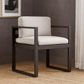 Arm Dining Chair – Upholstered Fabric, Black Metal Frame, Modern Design – Furely