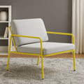 Modern Yellow Frame Lounge Chair – Upholstered Seat, Metal Armrests, Contemporary Design – Furely