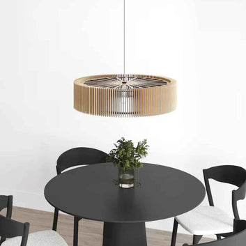 Modern Wooden Ring Pendant Light for Living Room