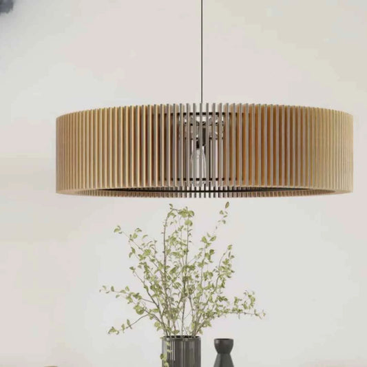 Modern Wooden Ring Pendant Light for Living Room
