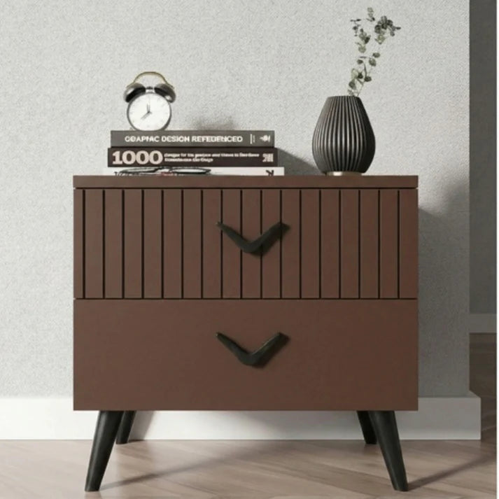 Novera Walnut Nightstand Solid Wood Side Tabel With Storage