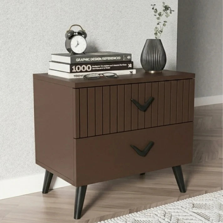 Novera Walnut Nightstand Solid Wood Side Tabel With Storage