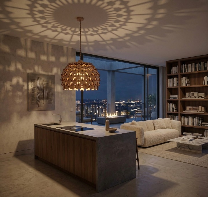 Wooden Pendant Light Lamp – Modern Decorative Hanging Ceiling Light - Furely