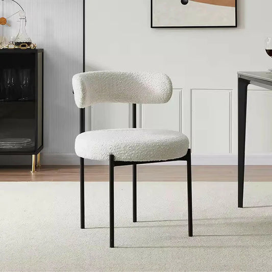 Modern Dining Chairs – Bouclé Fabric, Black Metal Legs, Contemporary Style – Furely