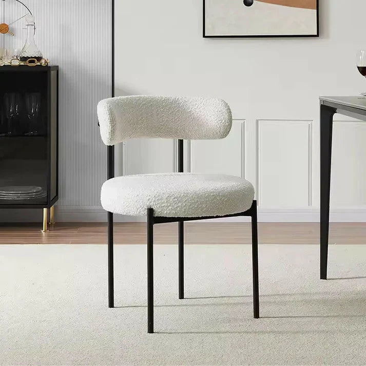 Modern Dining Chairs – Boucle Fabric, Black Metal Legs, Contemporary Style – Furely