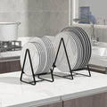Modern Iron Plate Rack Stand – Minimalist Dish Organizer for Kitchen Countertop