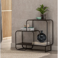 Modern Black Iron Tiered Shelf – Minimalist Industrial Storage Rack