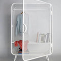 Modern Mesh Metal Wardrobe – Open Air Minimal Closet with Shelf & Hanger Rod