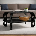 CrownEdge Solid Wood Side Table with Storage Shelf - Furely