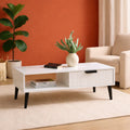 Vintage Crown Solid Wood Coffee Table with Drawer & Open Shelf