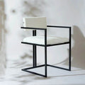 Dining Chair – Upholstered Fabric, Metal Armrests, Modern Dining Seating – Furely