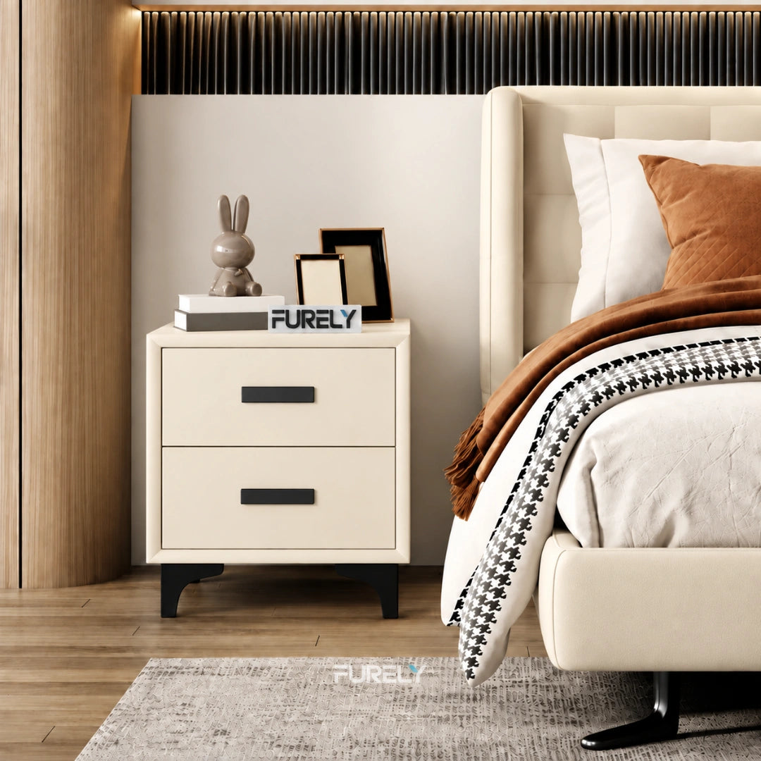 Elite Solid Wood Bedside Table with 2 Drawers