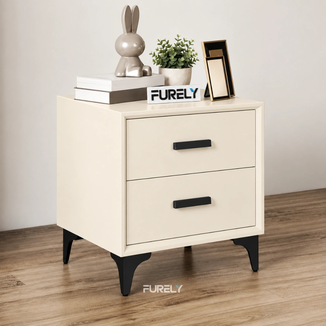 Elite Solid Wood Bedside Table with 2 Drawers