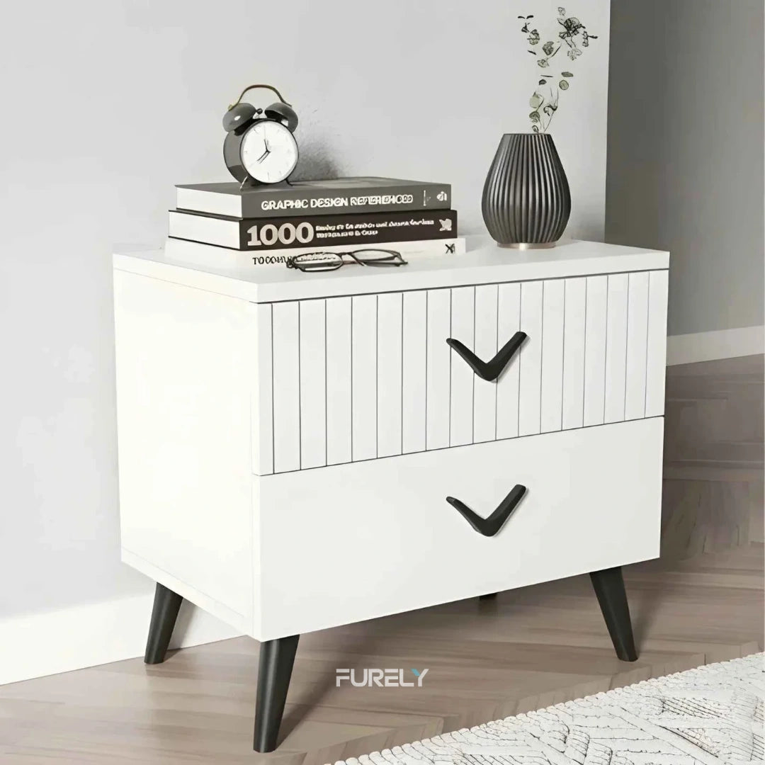 Lunaro Solid Wood Bedside Table with Storage