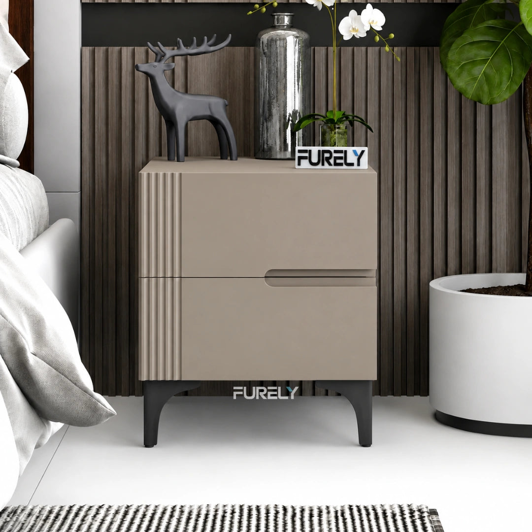 Orbit 2 Drawer Solid Wood Nightstand Bedside Tabel for Bedroom