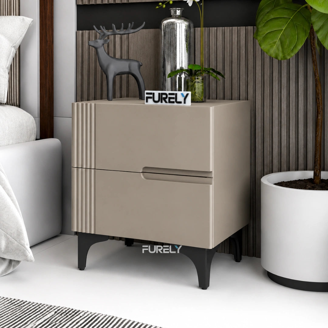Orbit 2 Drawer Solid Wood Nightstand Bedside Tabel for Bedroom