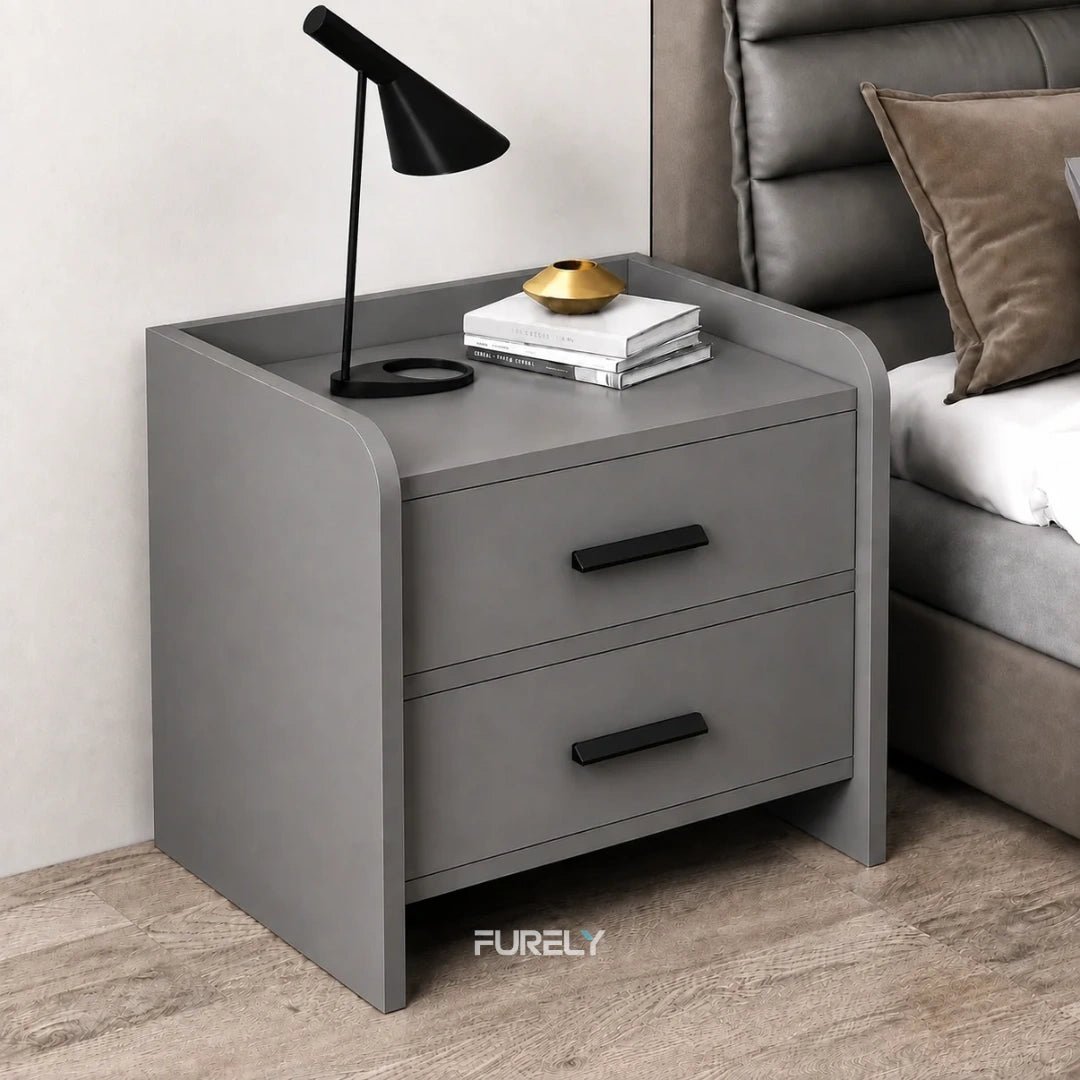 Windsor Solid Wood Bedside Table with 2 Drawers Storage