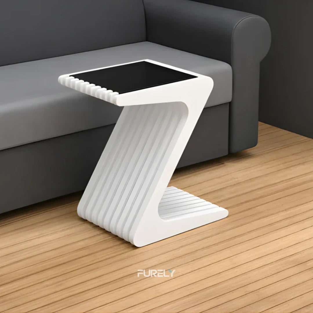 MajesticLuxe Z-Shaped Solid Wood Side Table - Furely