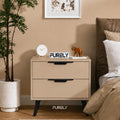 Compact Solid Wood Side Tabel With 2 Drawer