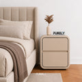 Luna Rounded Solid Wood Bedside Table with 2 Drawers
