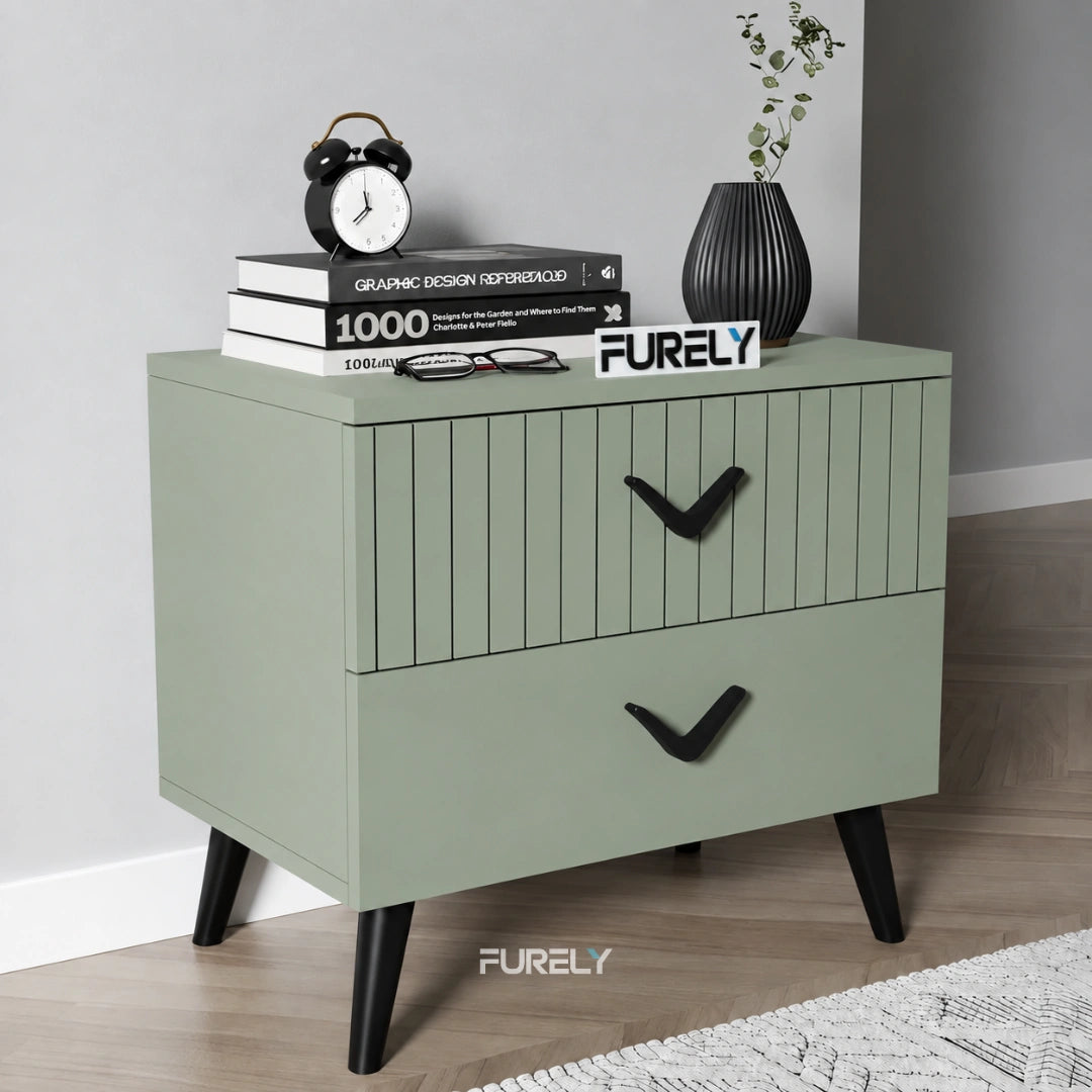 Prime Walnut 2 Drawer Solid Wood Side Table