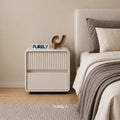 Verona Fluted Solid Wood Bedside Table with 2 Drawers