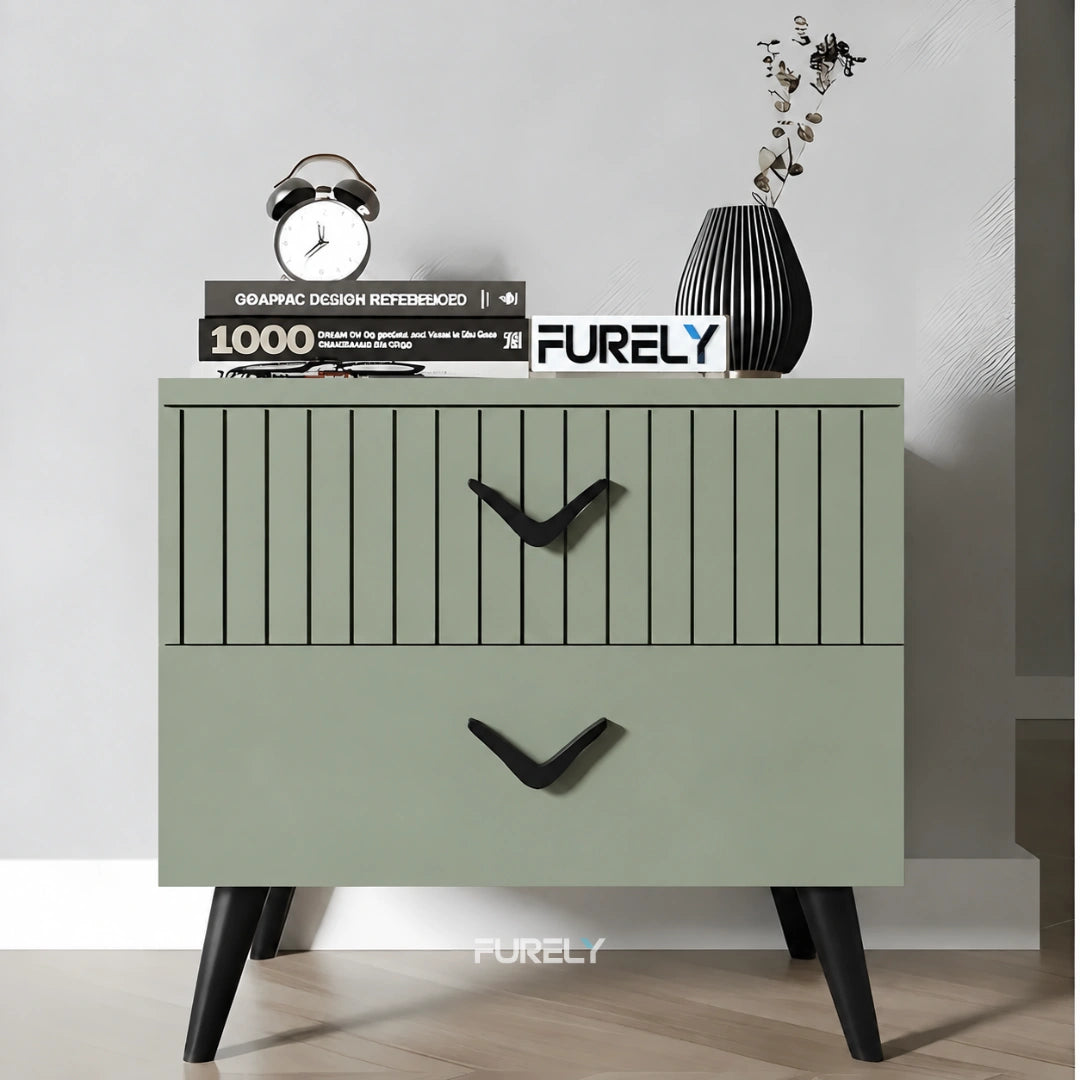 Prime Walnut 2 Drawer Solid Wood Side Table