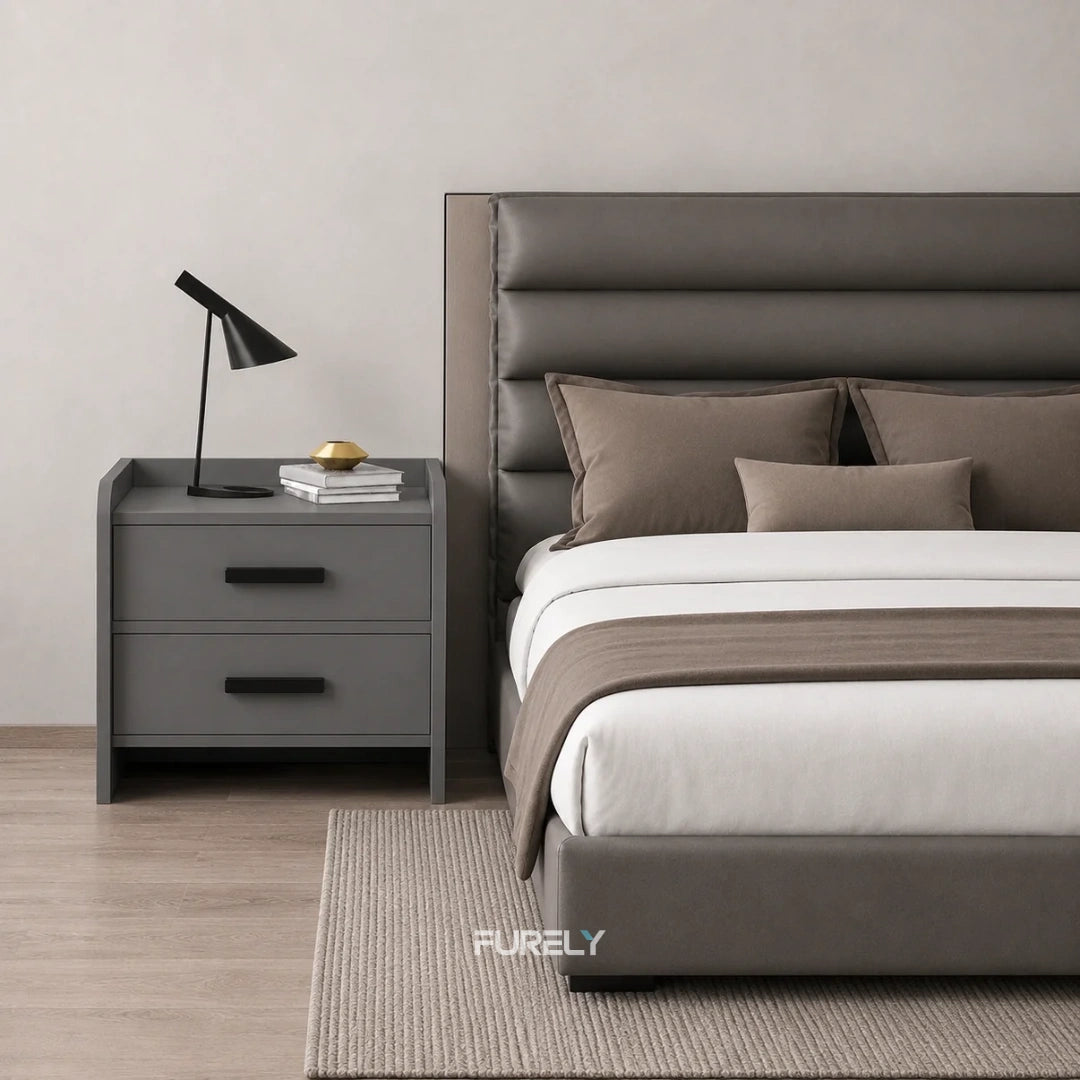Windsor Solid Wood Bedside Table with 2 Drawers Storage