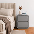 Nova Grey Solid Wood Bedside Table with 2 Drawers