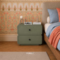Olive Modern Solid Wood Bedside Table with 2 Drawers