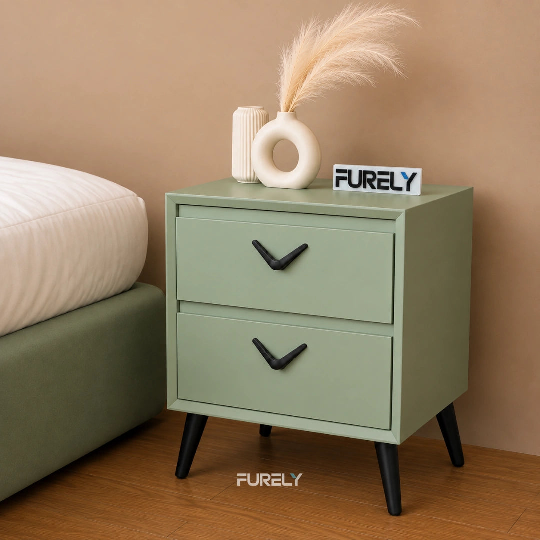 Elegant Solid Wood Bedside Table with 2 Drawers