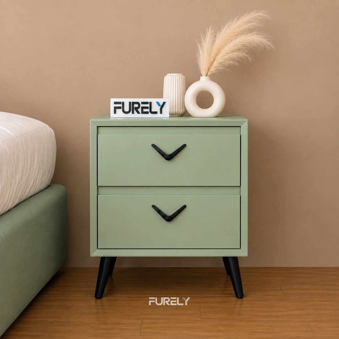 Elegant Solid Wood Bedside Table with 2 Drawers