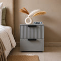 Avelmont Fluted Solid Wood Bedside Table with 2 Drawers