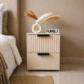 Fluted Solid Wood Bedside Table with 2 Drawers
