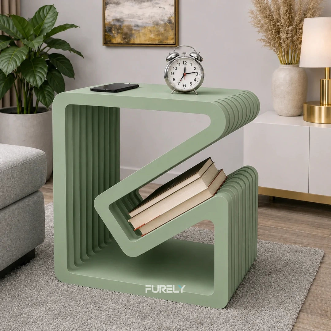 Nightstand Solid Wood Bedside Table with Magazine Shelf - Furely