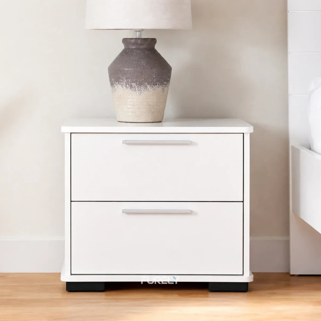 VelvetCraft Solid Wood 2 Drawer Bedside Table - Furely