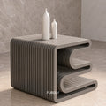 LuxeAura Slatted Wood Side Table - Furely