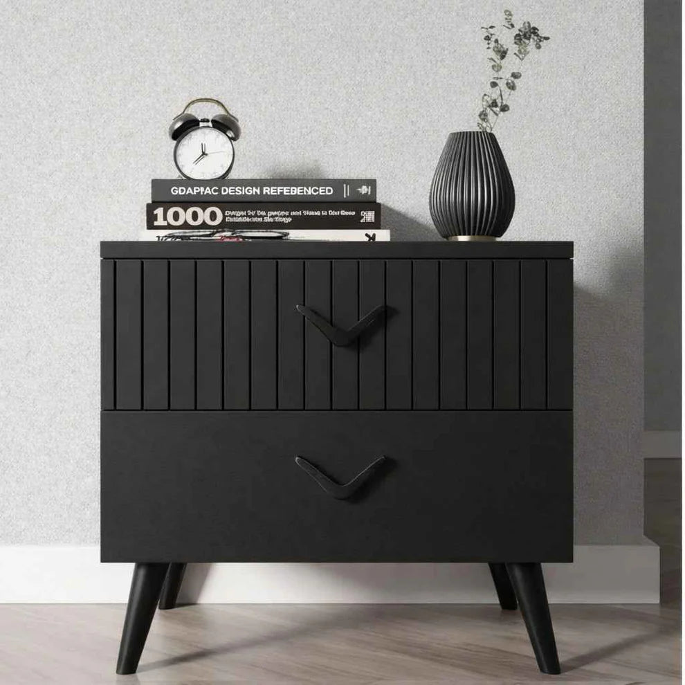 Aurelia 2 Drawer Solid Wood Bedside Table with Storage