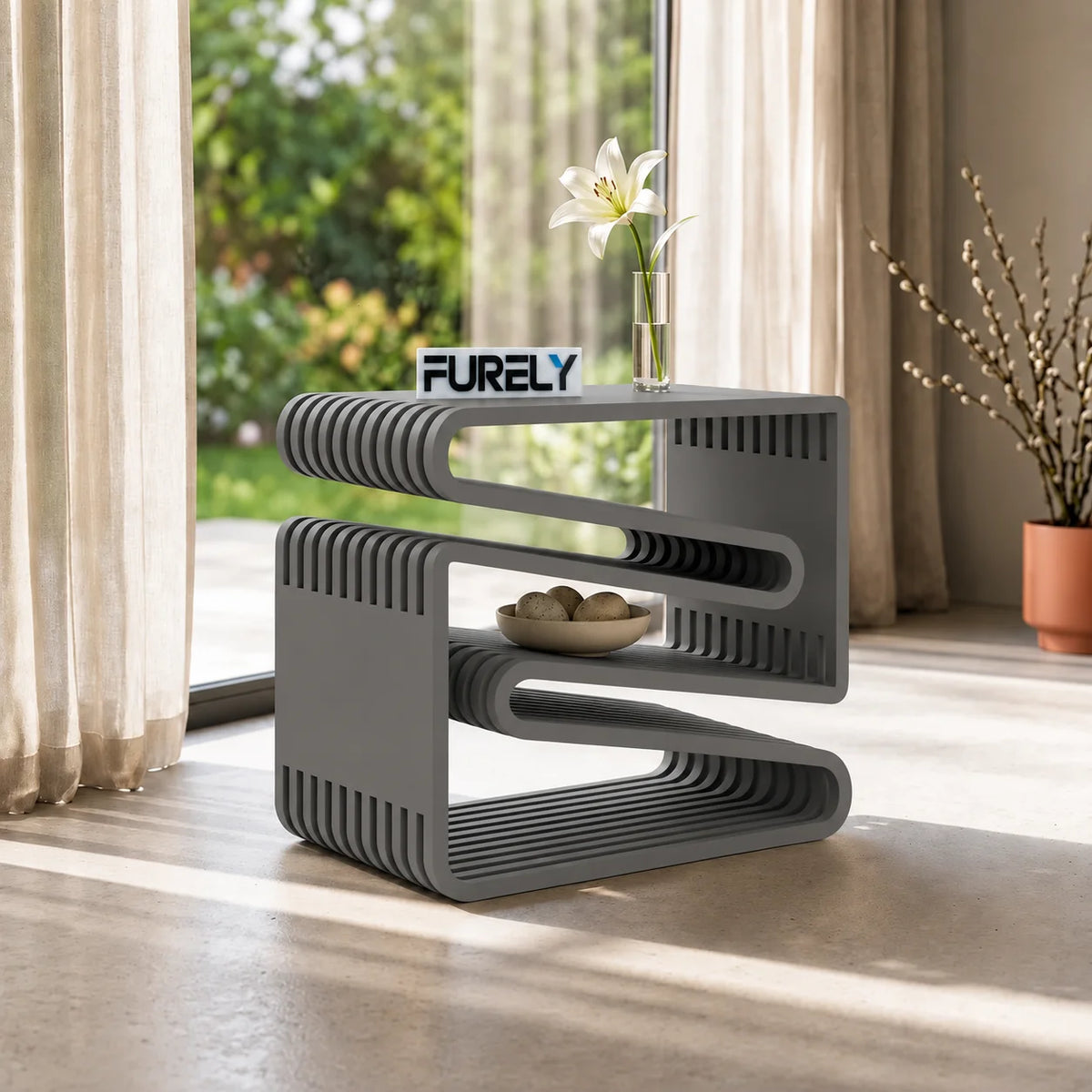 PrimeLuxe Design Solid Wood Side Table Furely