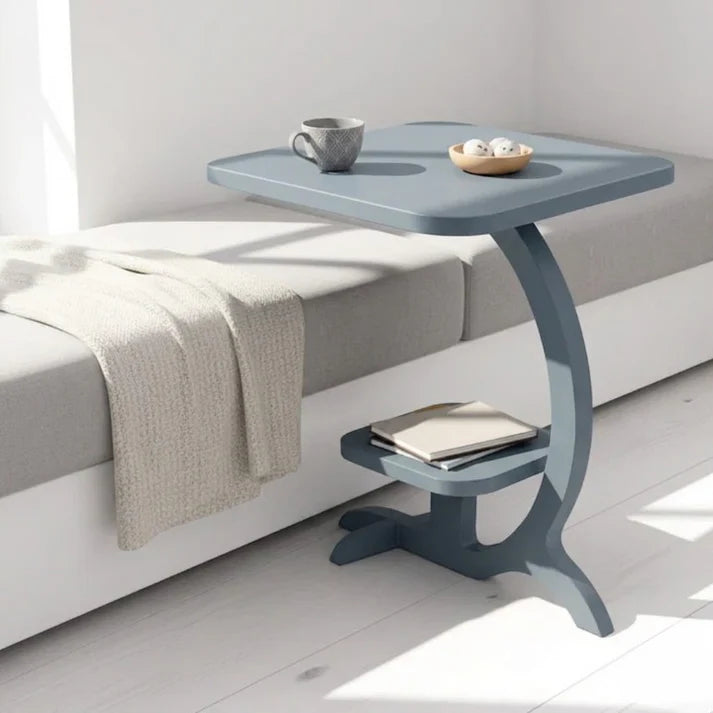 PrimeLuxeC Shaped Solid Wooden Side Table - Furely