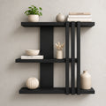 Tavrion Solid Wood Black Geometric Wall Shelf